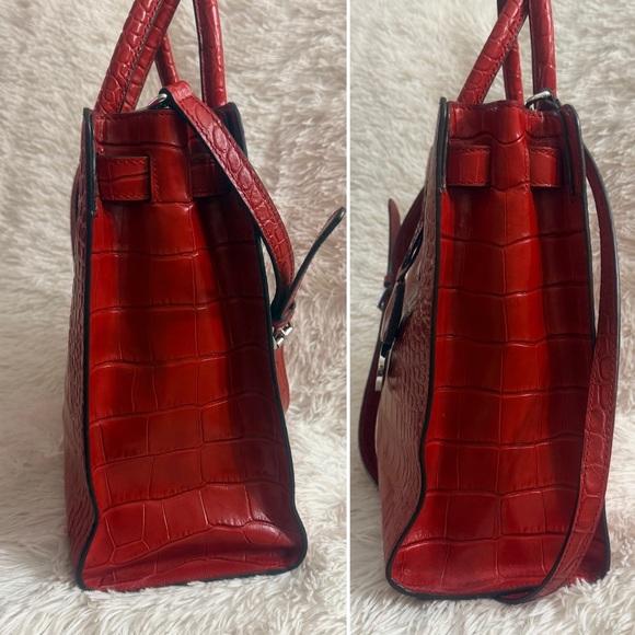 Michael Kors Dillon Large Tote  Bag In Vibrant Red Croc Embossed Leather - Picture 4 of 16